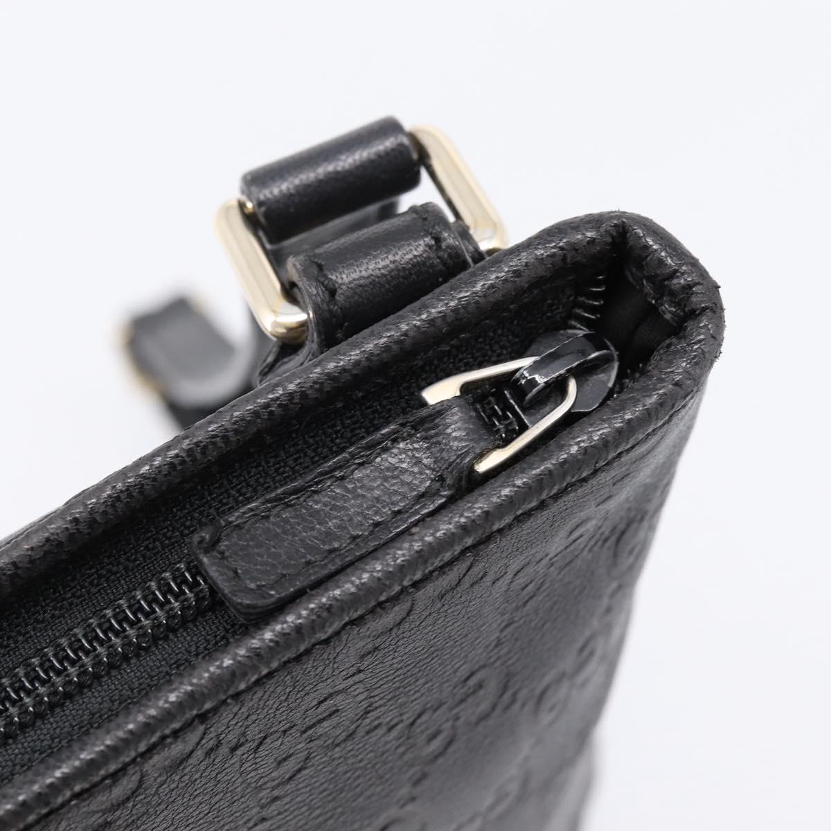 GUCCI GG Canvas Guccissima Bag Leather Outlet Black Gold 239347 Auth 203467V