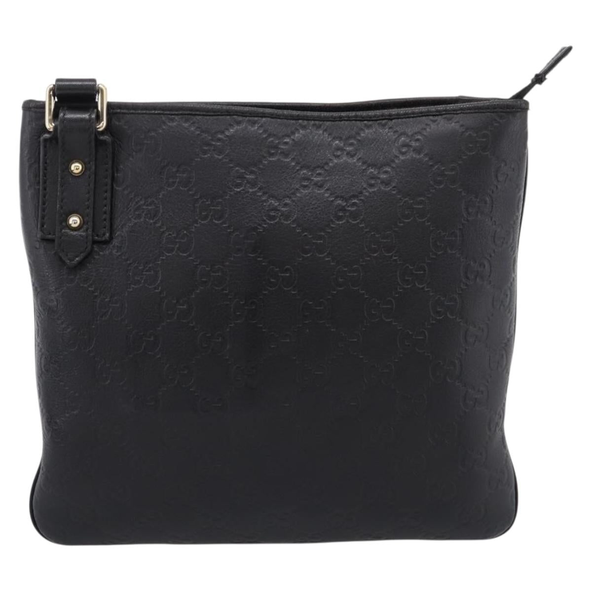 GUCCI GG Canvas Guccissima Bag Leather Outlet Black Gold 239347 Auth 203467V