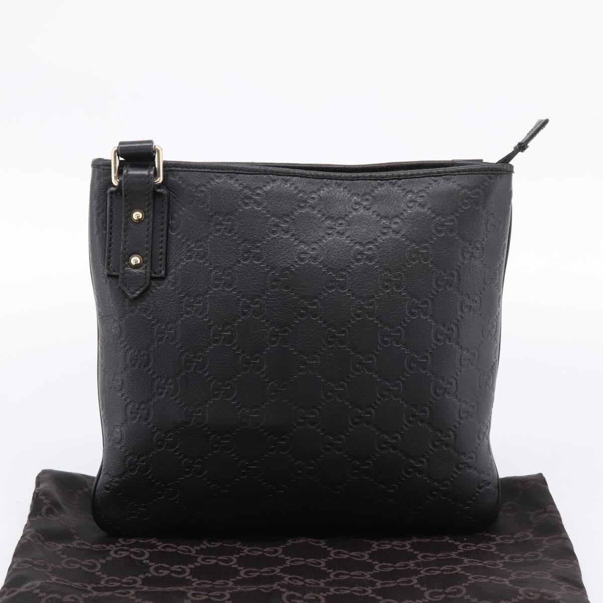 GUCCI GG Canvas Guccissima Bag Leather Outlet Black Gold 239347 Auth 203467V