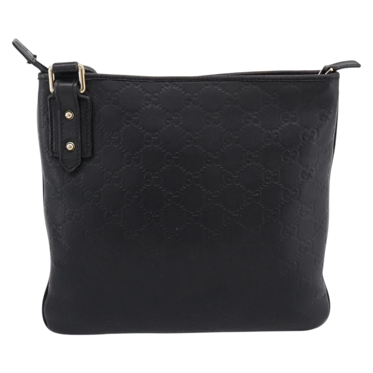 GUCCI GG Canvas Guccissima Bag Leather Outlet Black Gold 239347 Auth 203467V