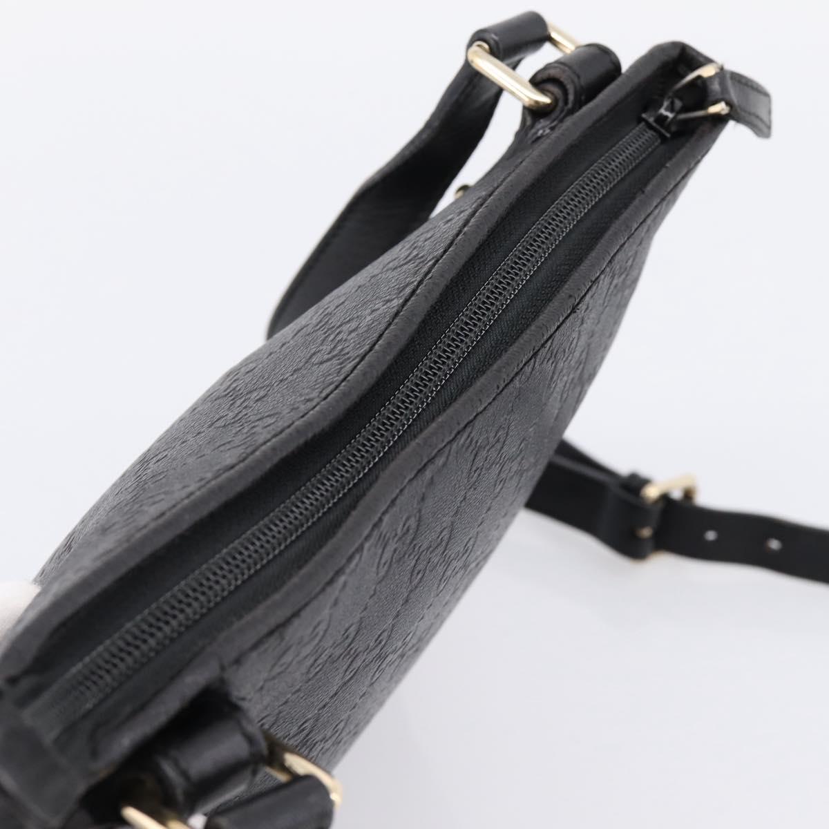GUCCI GG Canvas Guccissima Bag Leather Outlet Black Gold 239347 Auth 203467V