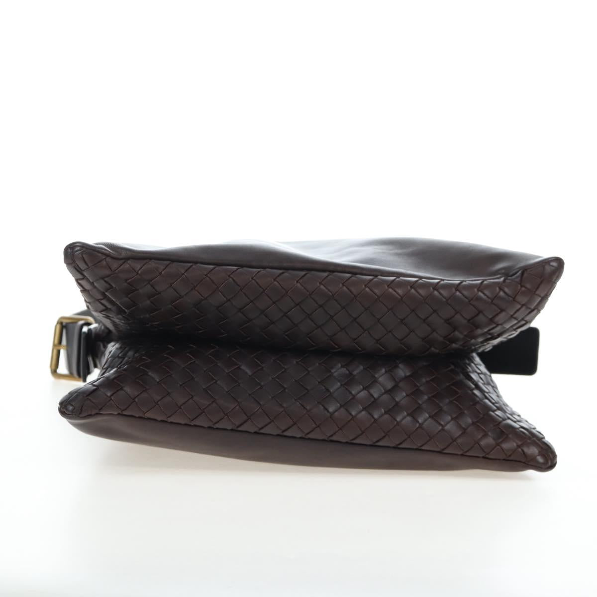 BOTTEGA VENETA INTRECCIATO Shoulder Bag Leather Brown Gold Auth 203468V