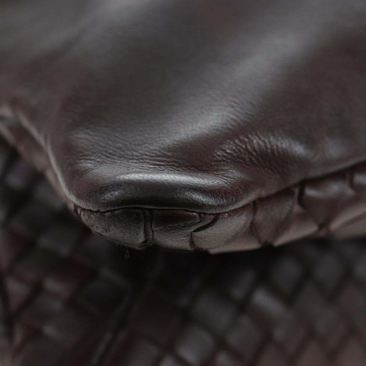 BOTTEGA VENETA INTRECCIATO Shoulder Bag Leather Brown Gold Auth 203468V