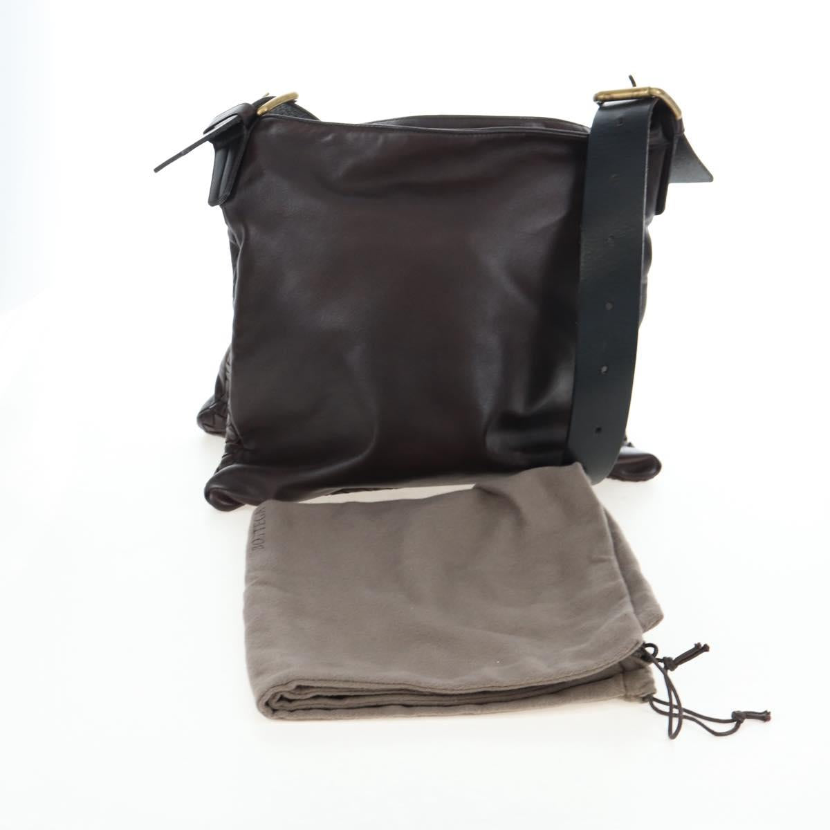 BOTTEGA VENETA INTRECCIATO Shoulder Bag Leather Brown Gold Auth 203468V