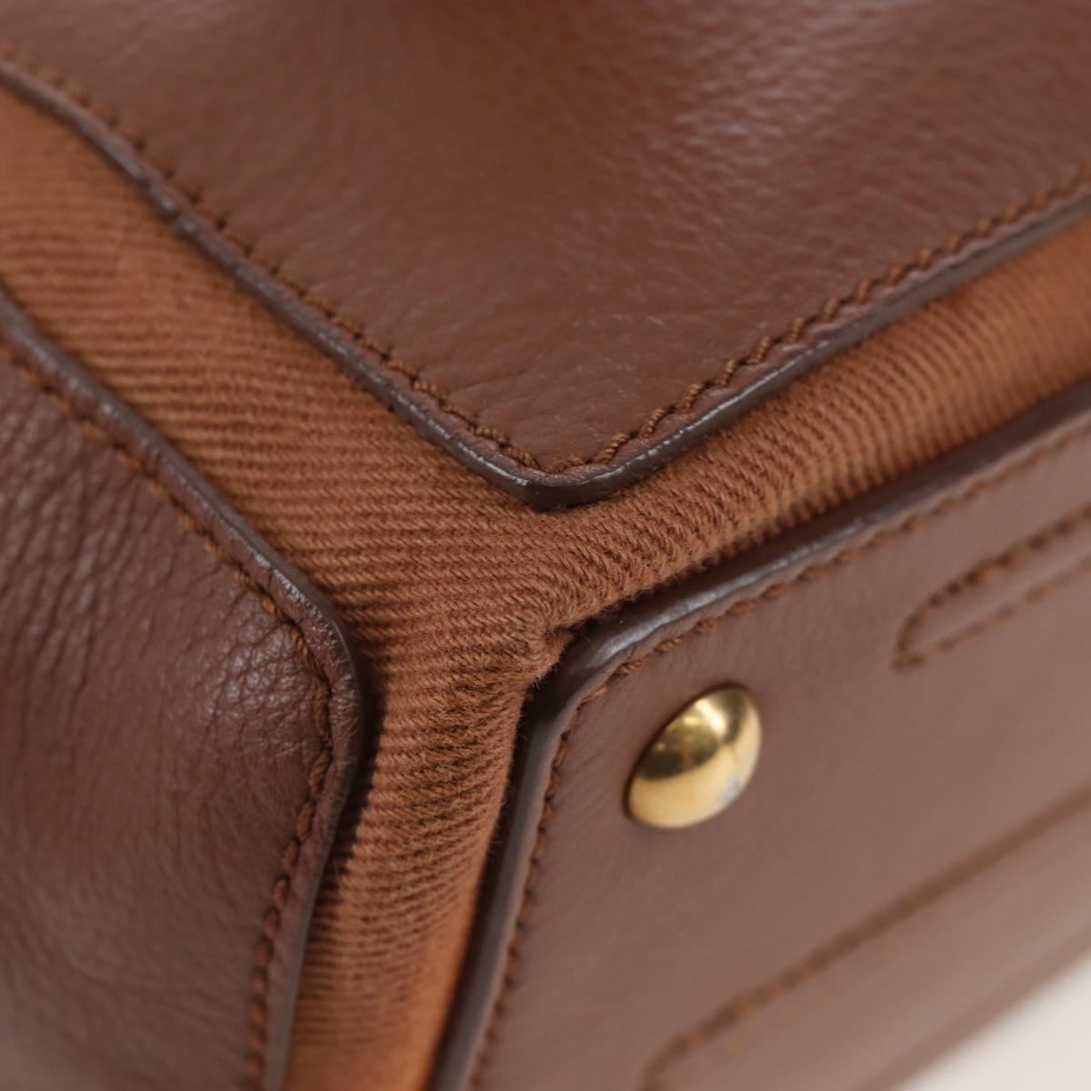 SAINT LAURENT Muse Toe Hand Bag Leather 2way Brown Gold 283761 Auth 203469V