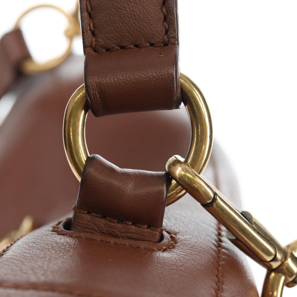 SAINT LAURENT Muse Toe Hand Bag Leather 2way Brown Gold 283761 Auth 203469V