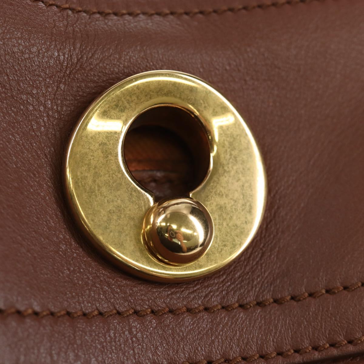 SAINT LAURENT Muse Toe Hand Bag Leather 2way Brown Gold 283761 Auth 203469V
