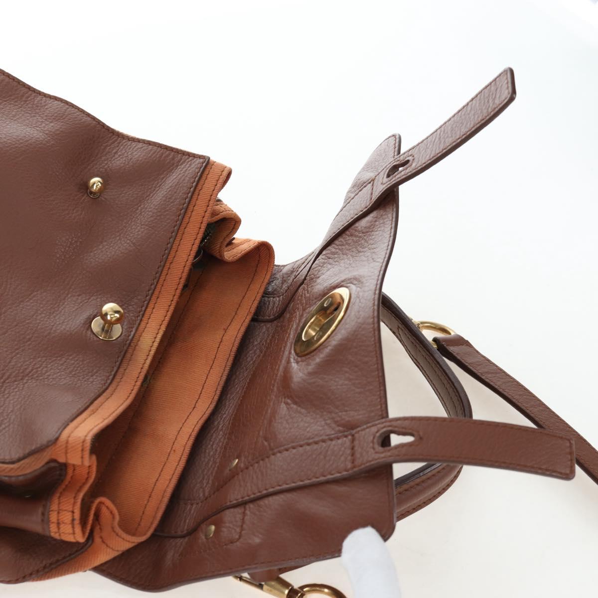 SAINT LAURENT Muse Toe Hand Bag Leather 2way Brown Gold 283761 Auth 203469V