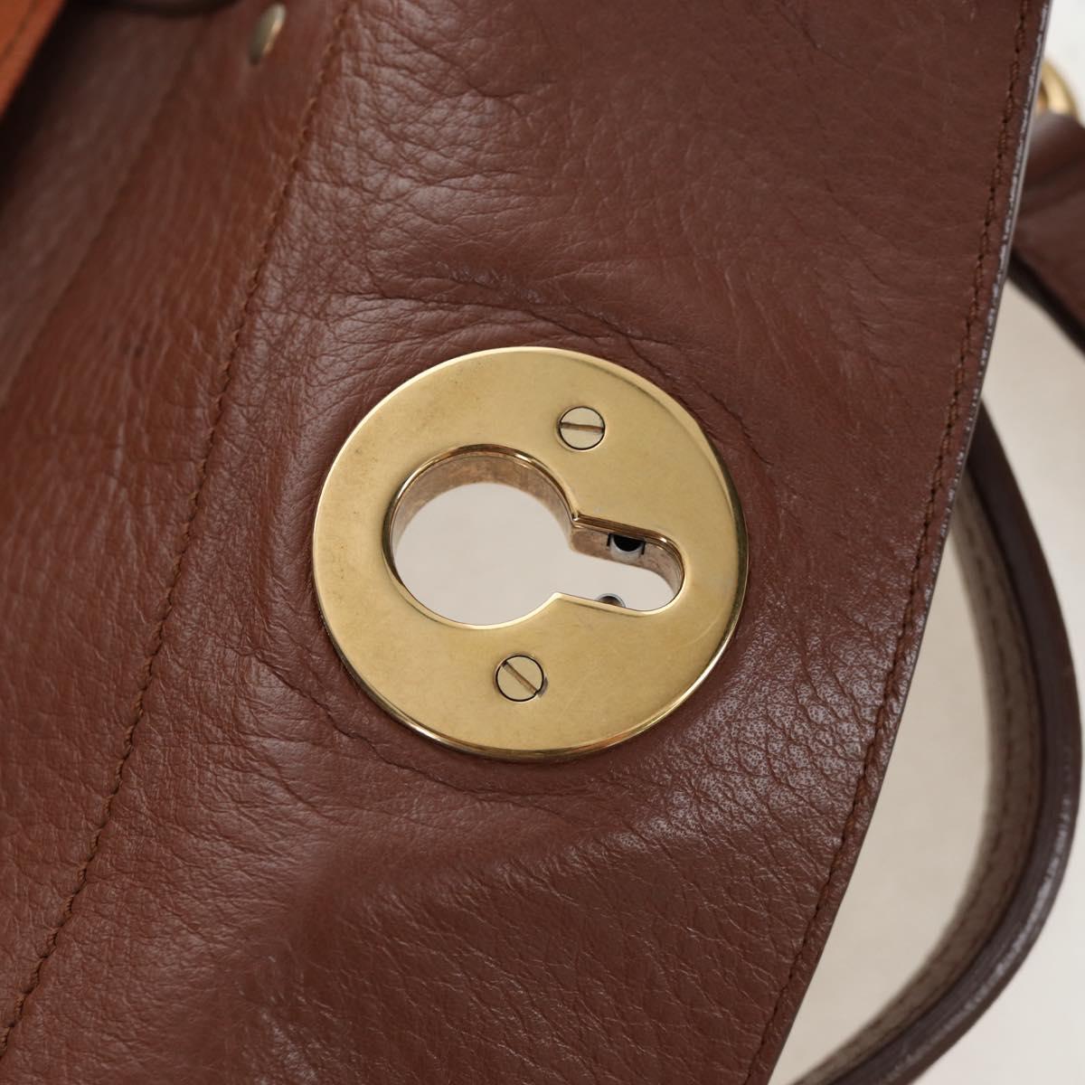 SAINT LAURENT Muse Toe Hand Bag Leather 2way Brown Gold 283761 Auth 203469V