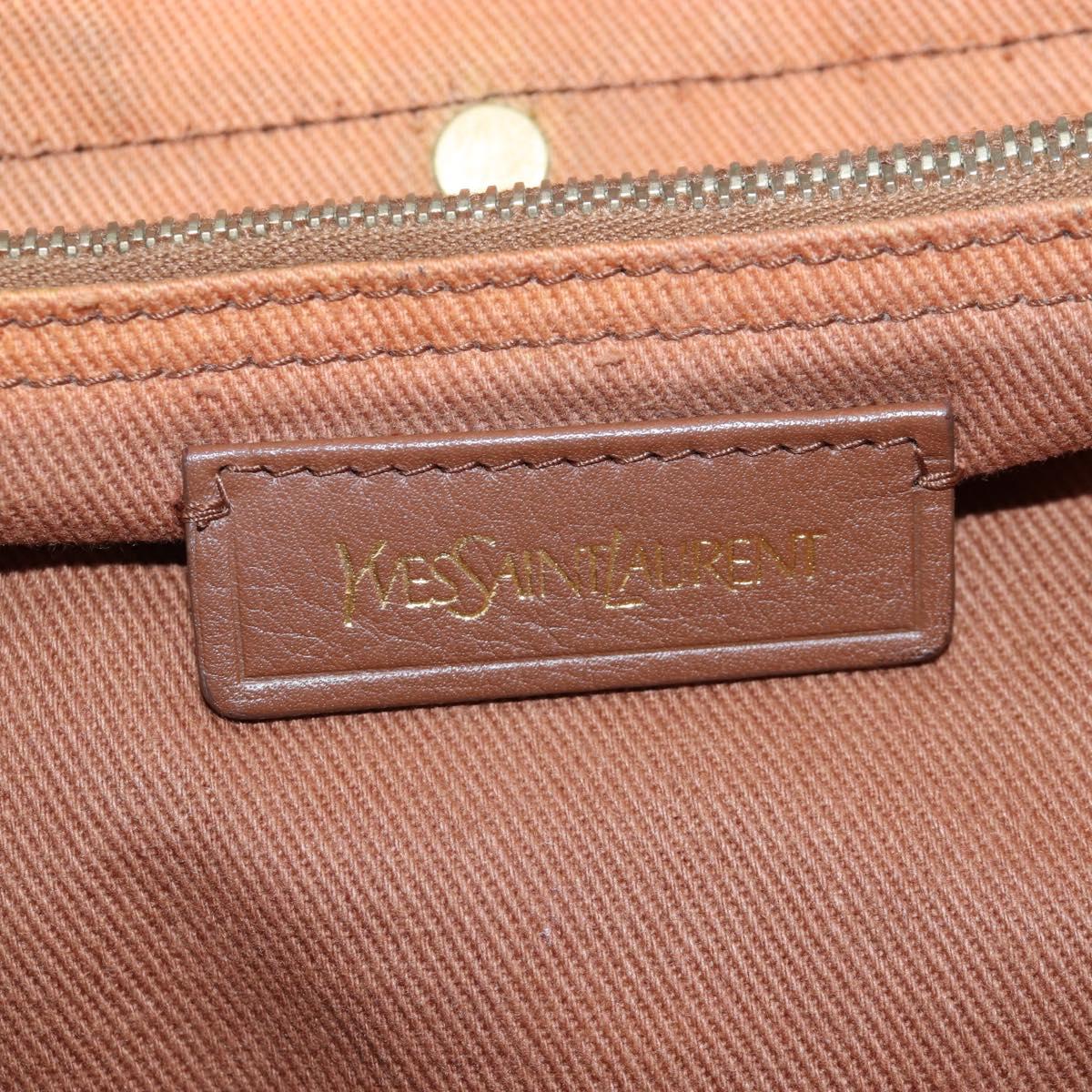 SAINT LAURENT Muse Toe Hand Bag Leather 2way Brown Gold 283761 Auth 203469V