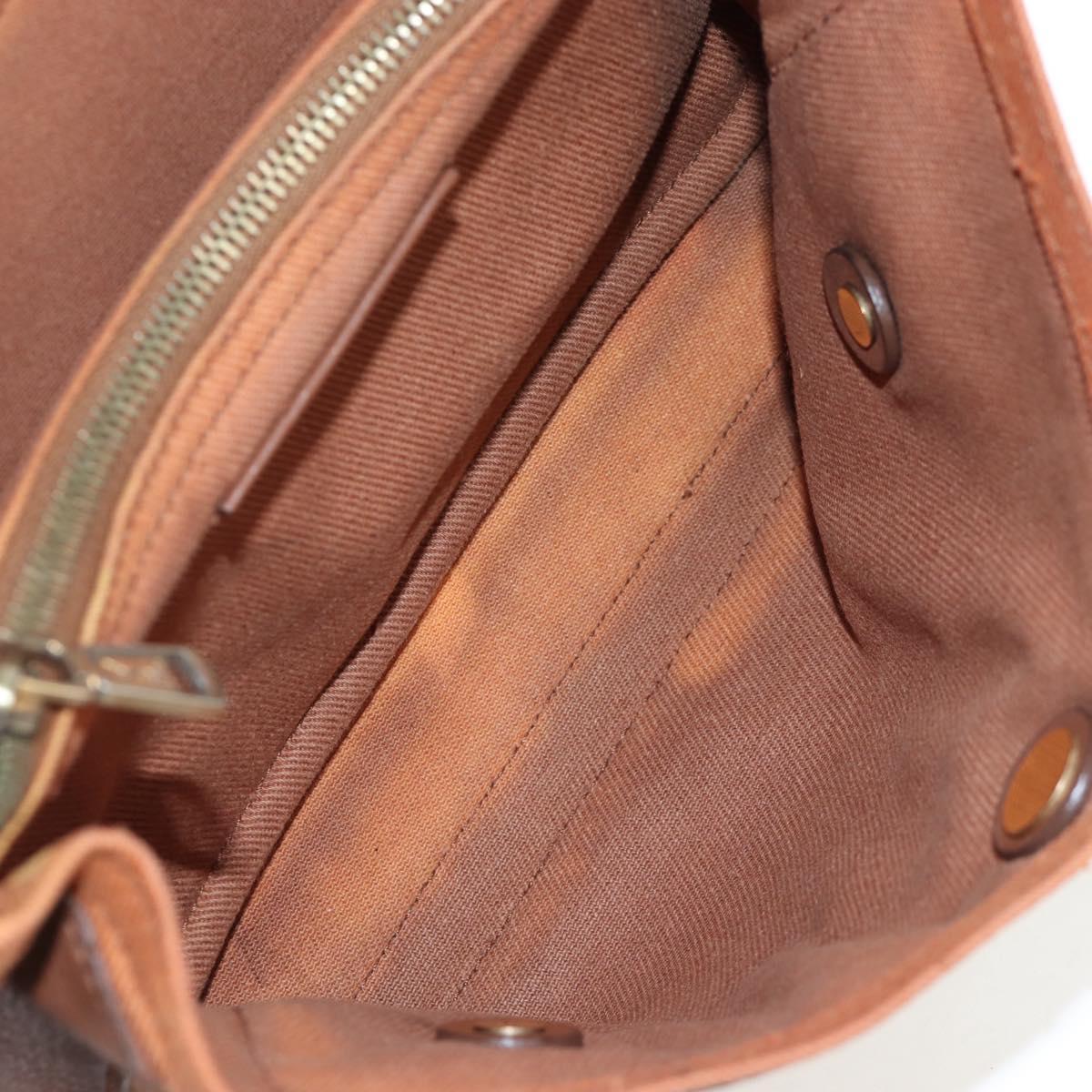 SAINT LAURENT Muse Toe Hand Bag Leather 2way Brown Gold 283761 Auth 203469V