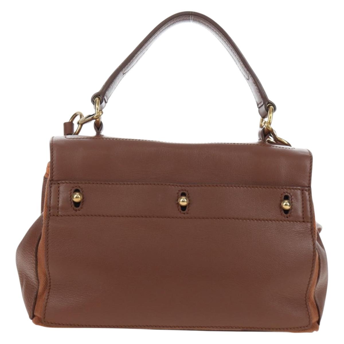 SAINT LAURENT Muse Toe Hand Bag Leather 2way Brown Gold 283761 Auth 203469V