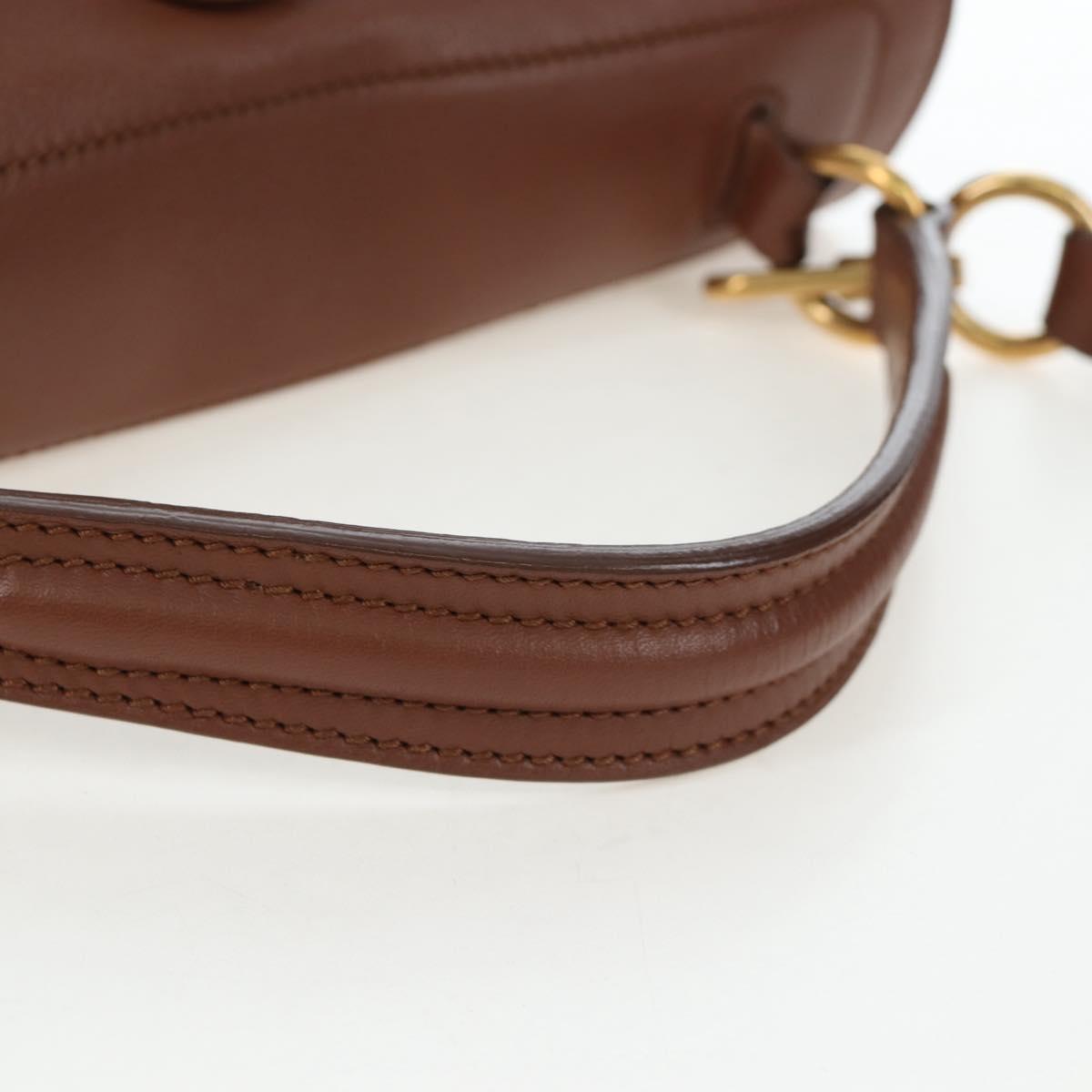 SAINT LAURENT Muse Toe Hand Bag Leather 2way Brown Gold 283761 Auth 203469V