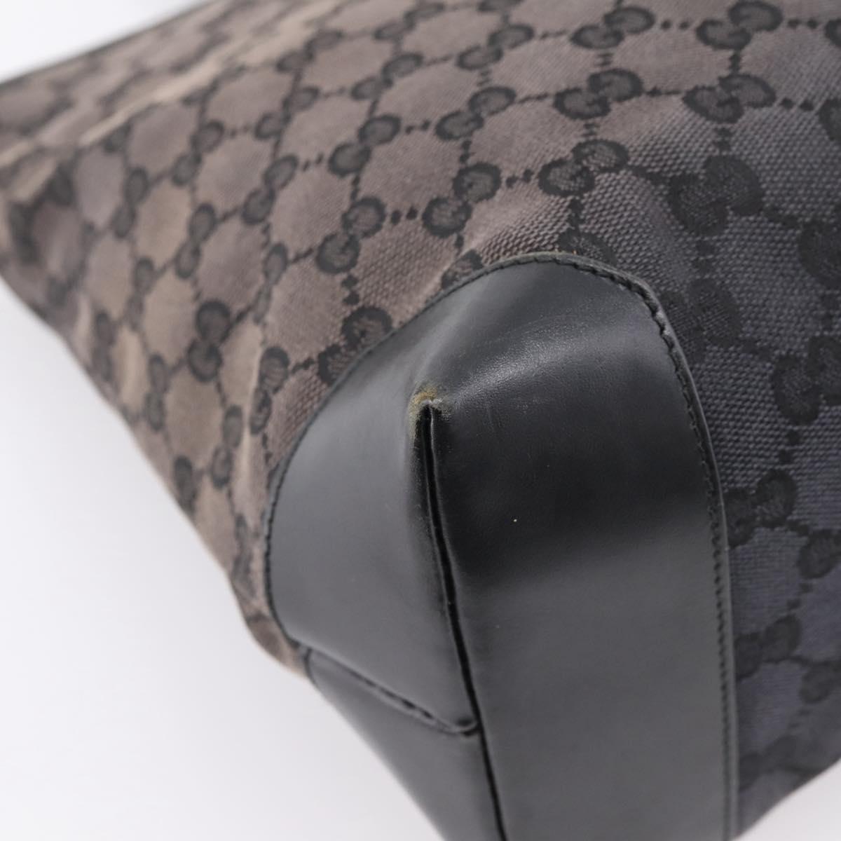 GUCCI GG Canvas Tote Bag Black Silver 019 0426 Auth 203470
