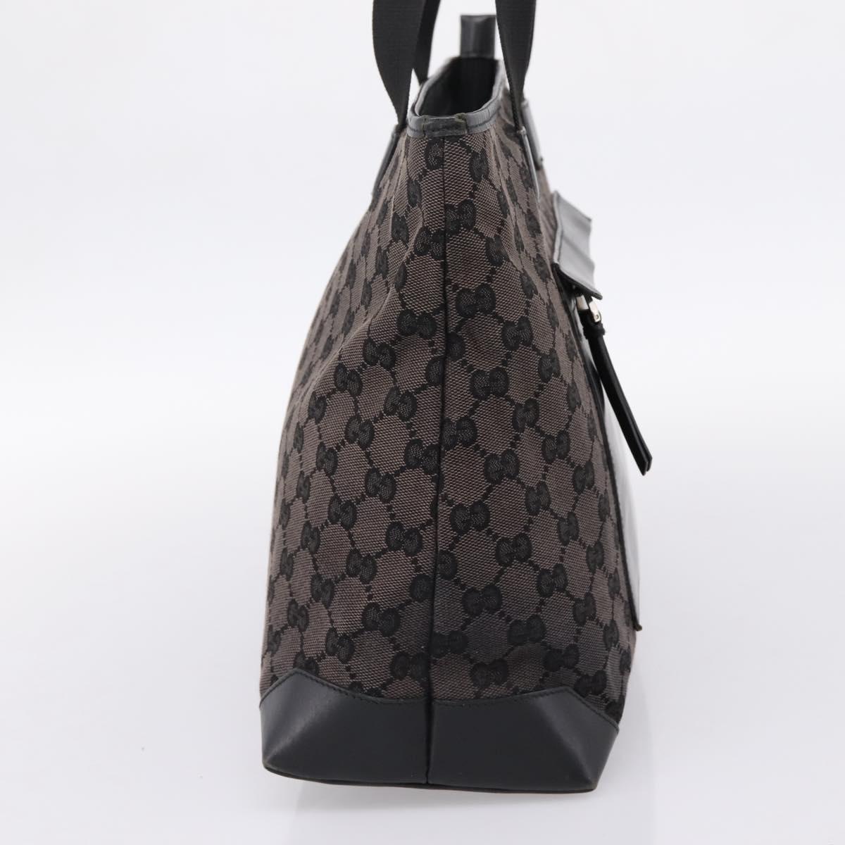 GUCCI GG Canvas Tote Bag Black Silver 019 0426 Auth 203470