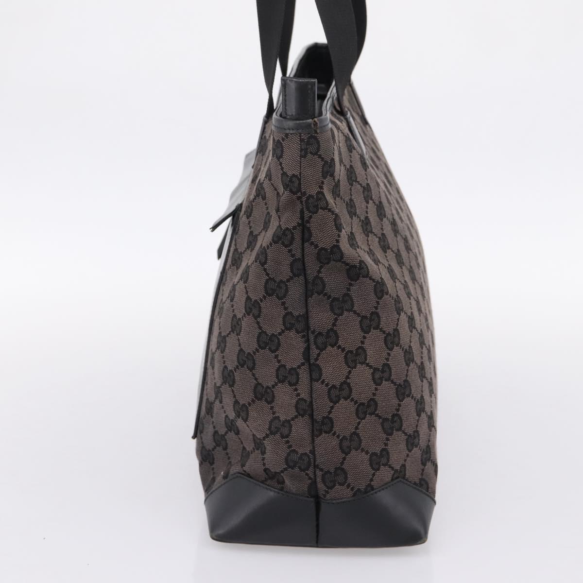 GUCCI GG Canvas Tote Bag Black Silver 019 0426 Auth 203470