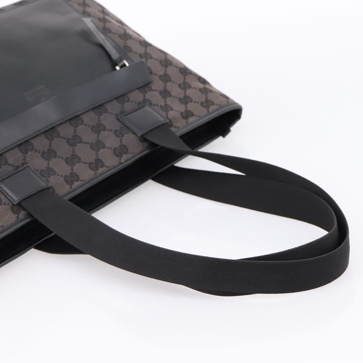 GUCCI GG Canvas Tote Bag Black Silver 019 0426 Auth 203470
