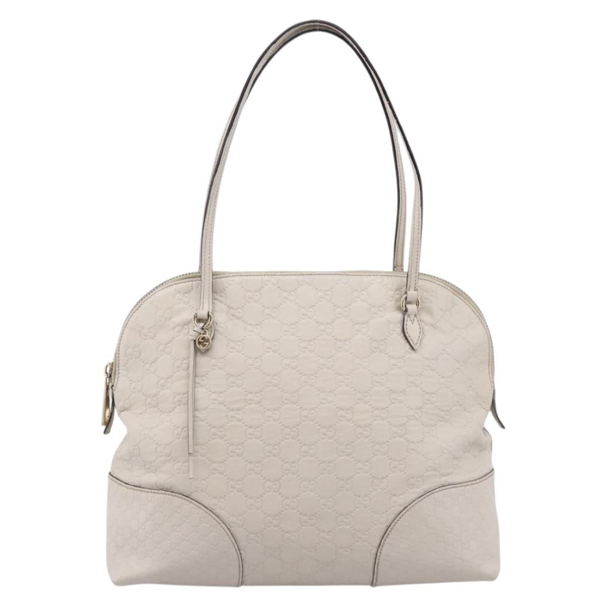 GUCCI GG Canvas Guccissima Shoulder Bag Leather Ivory Gold 323673 Auth 203471