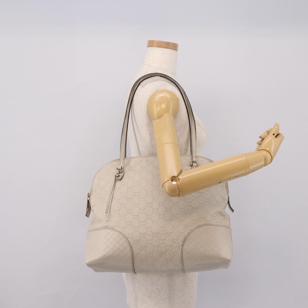 GUCCI GG Canvas Guccissima Shoulder Bag Leather Ivory Gold 323673 Auth 203471