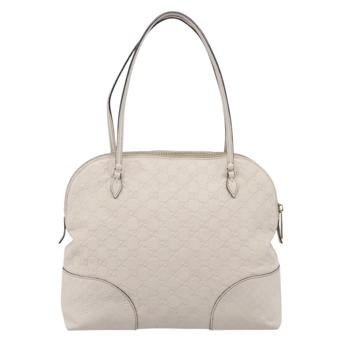 GUCCI GG Canvas Guccissima Shoulder Bag Leather Ivory Gold 323673 Auth 203471