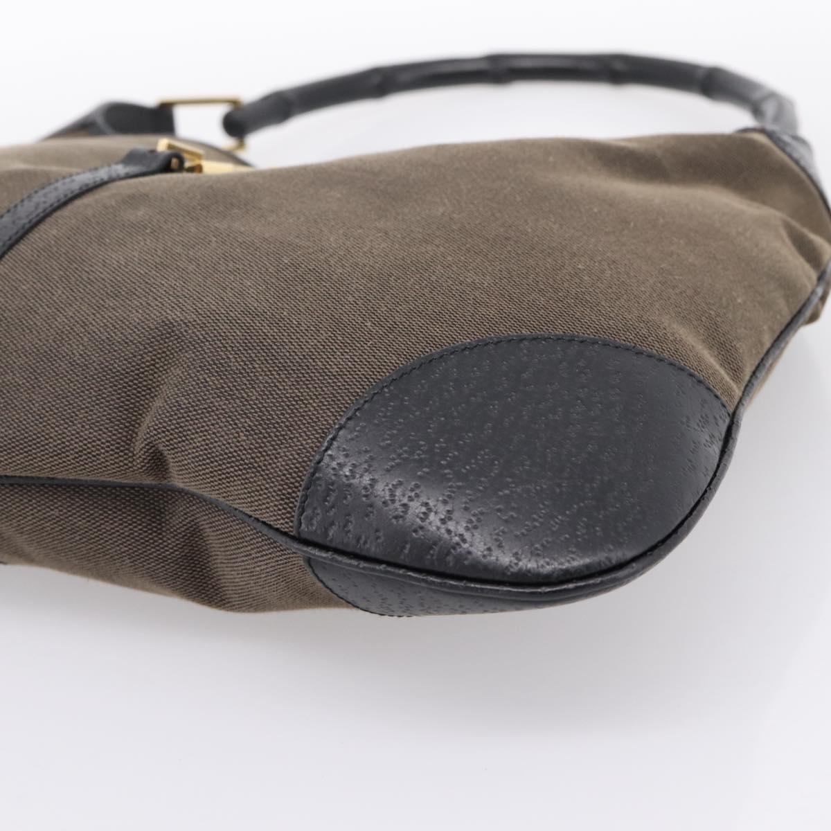 GUCCI Bamboo Jackie Shoulder Bag Canvas Brown Gold 001 4061 Auth 203473V