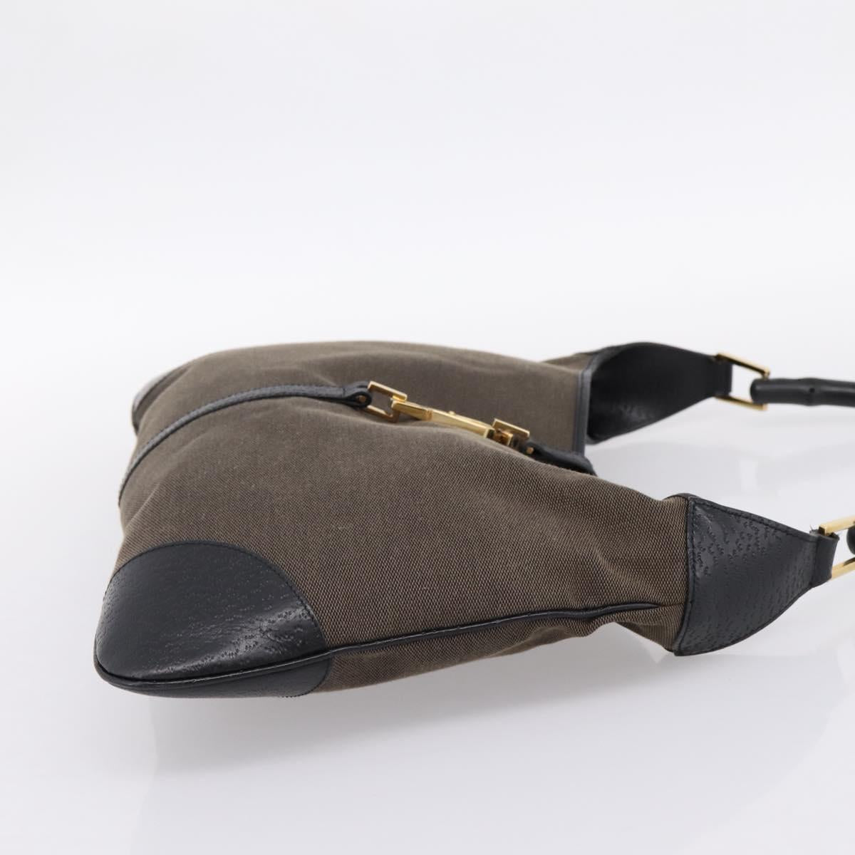 GUCCI Bamboo Jackie Shoulder Bag Canvas Brown Gold 001 4061 Auth 203473V