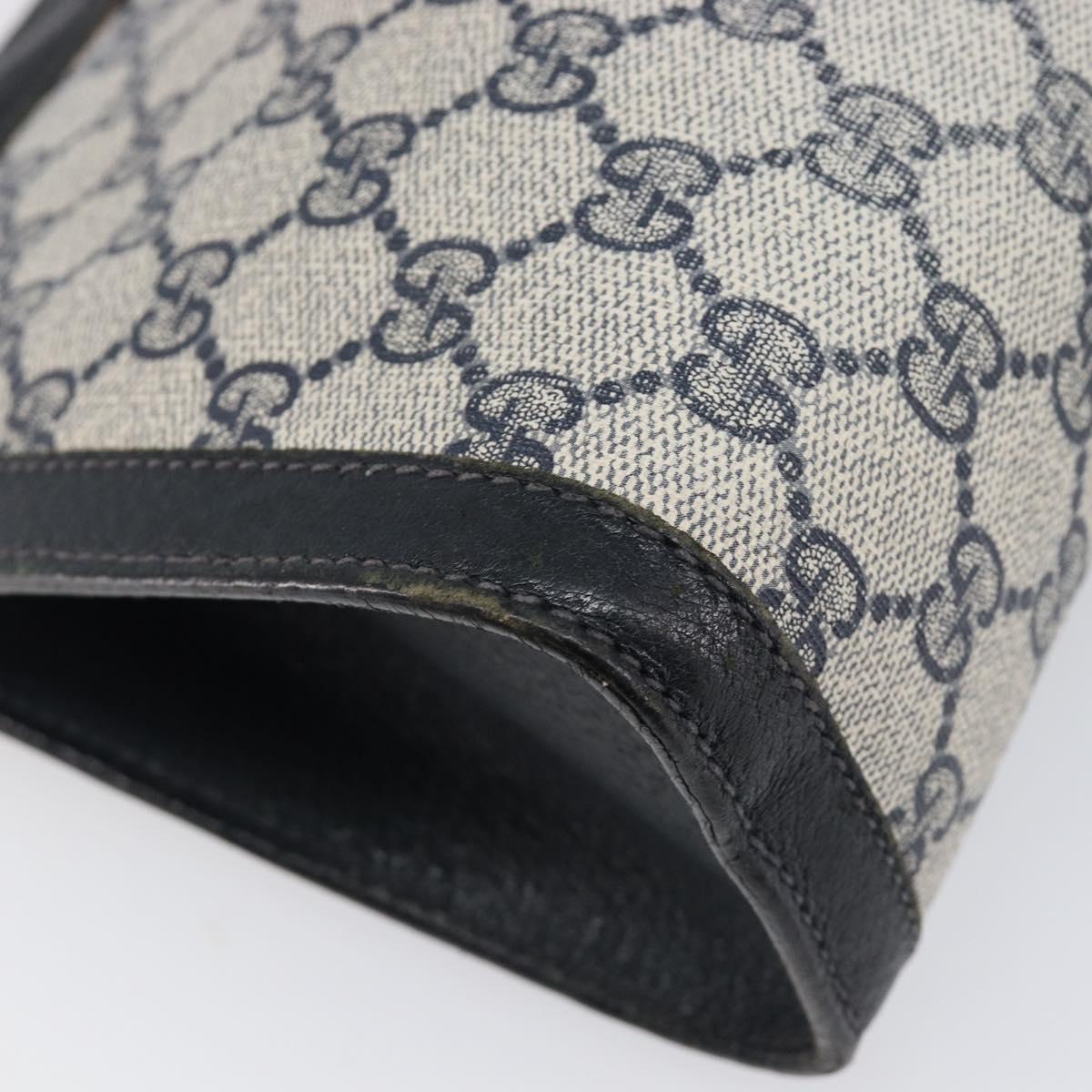 GUCCI GG Supreme Sherry Line Clutch Bag PVC Navy 67 014 2125 Auth 203478