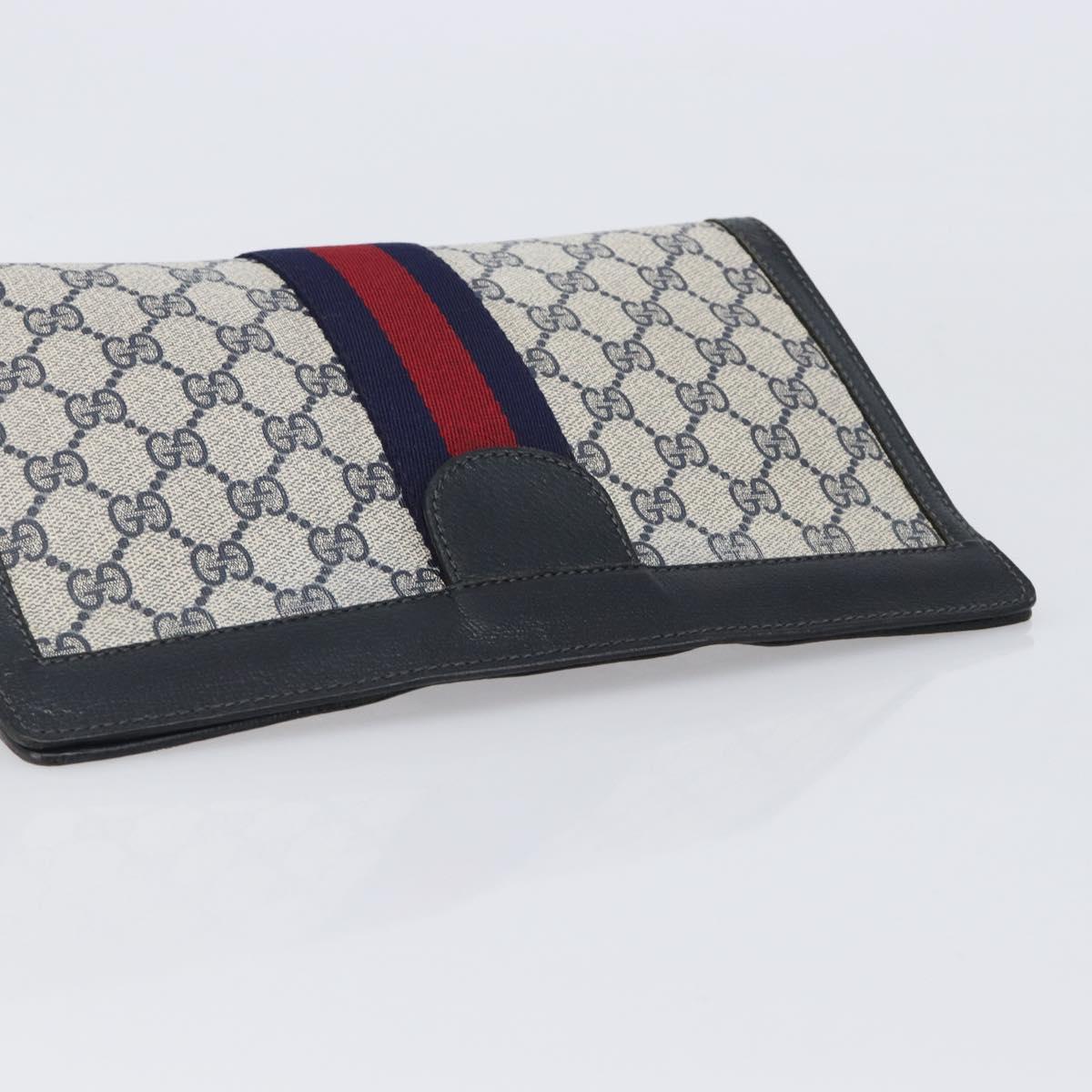 GUCCI GG Supreme Sherry Line Clutch Bag PVC Navy 67 014 2125 Auth 203478