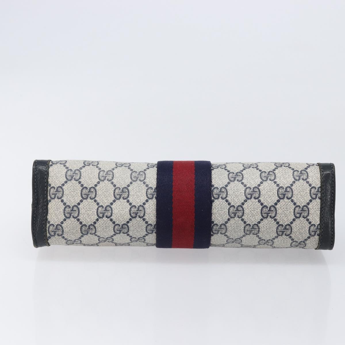 GUCCI GG Supreme Sherry Line Clutch Bag PVC Navy 67 014 2125 Auth 203478
