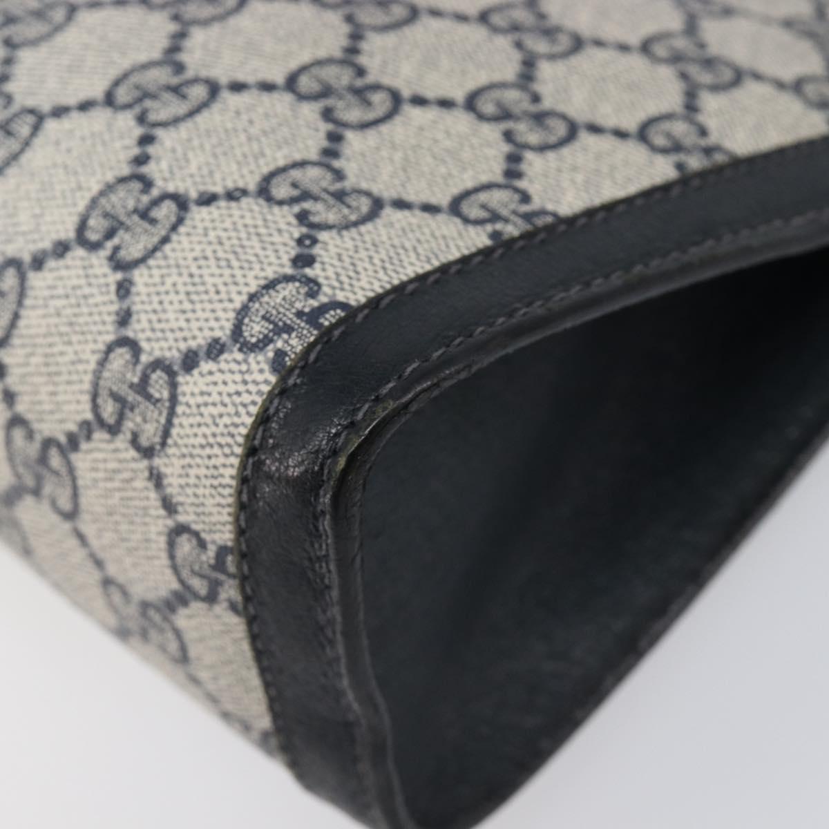 GUCCI GG Supreme Sherry Line Clutch Bag PVC Navy 67 014 2125 Auth 203478