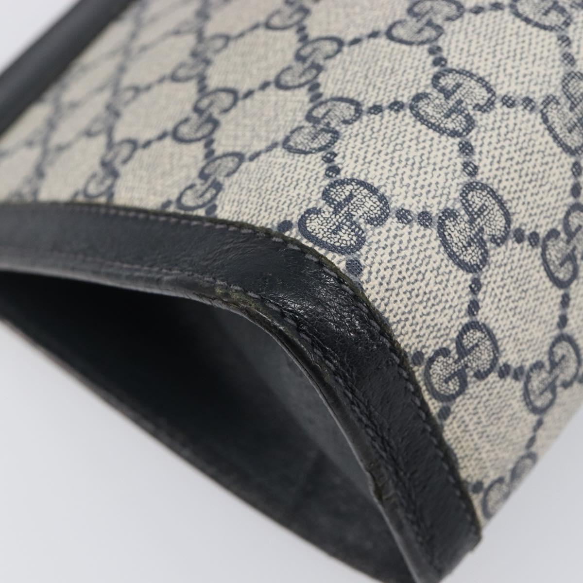 GUCCI GG Supreme Sherry Line Clutch Bag PVC Navy 67 014 2125 Auth 203478