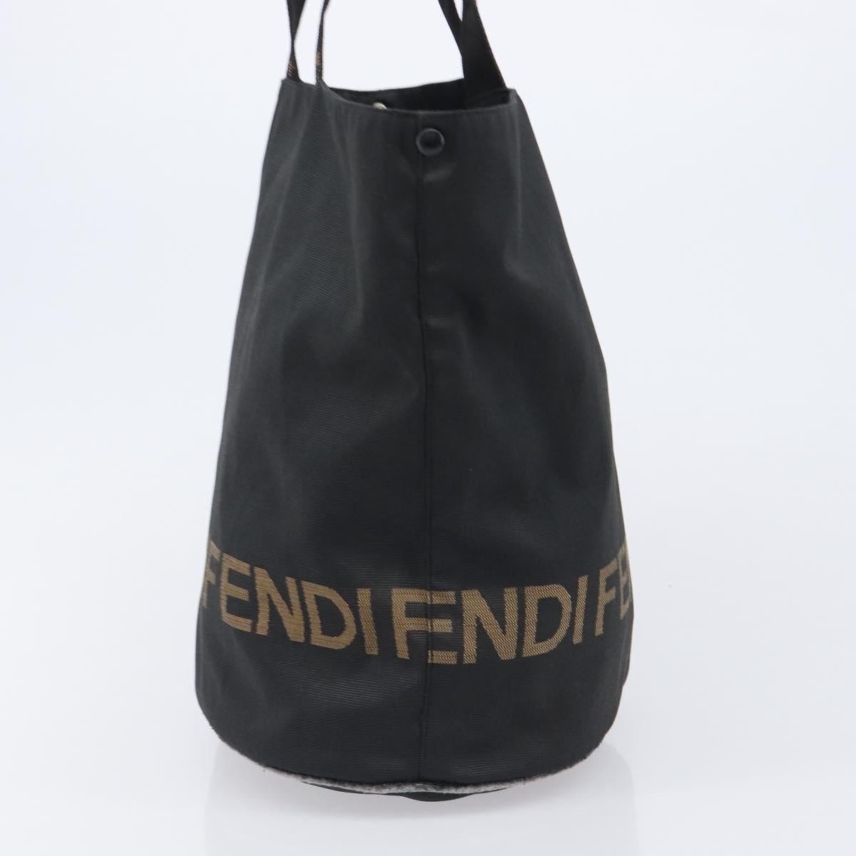 FENDI Hand Bag Canvas Black Auth 203480
