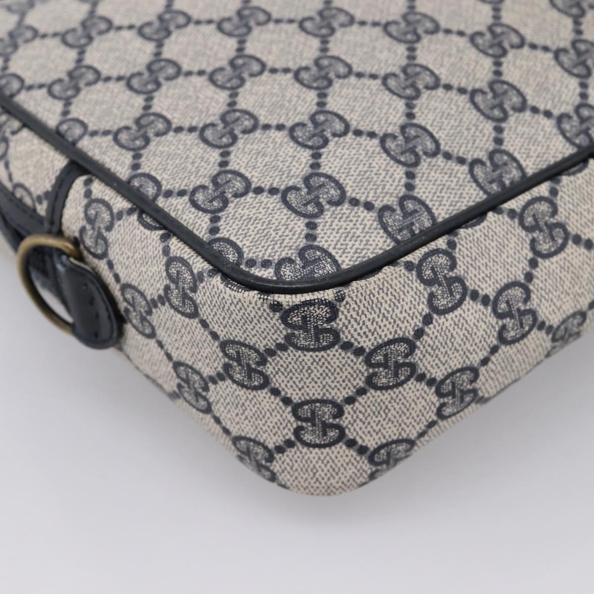 GUCCI GG Supreme Clutch Bag PVC Navy Gold Tone Auth 203482
