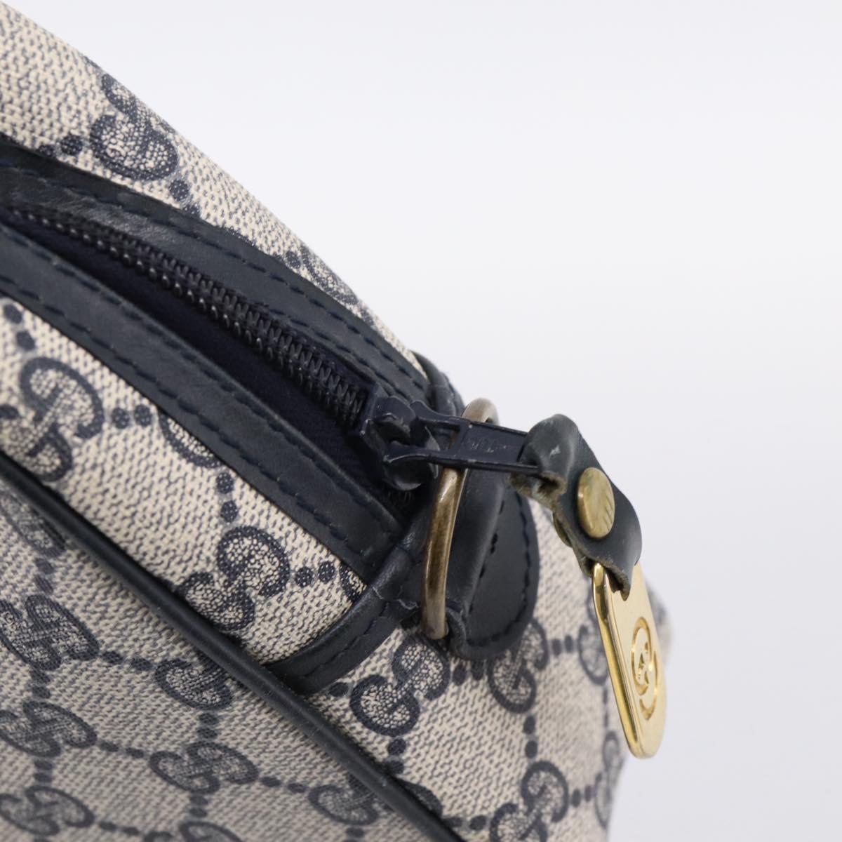 GUCCI GG Supreme Clutch Bag PVC Navy Gold Tone Auth 203482