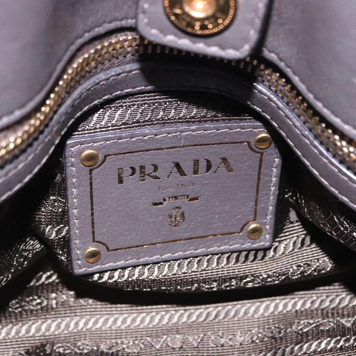 PRADA Hand Bag Leather 2way Brown Gold Auth 203484M