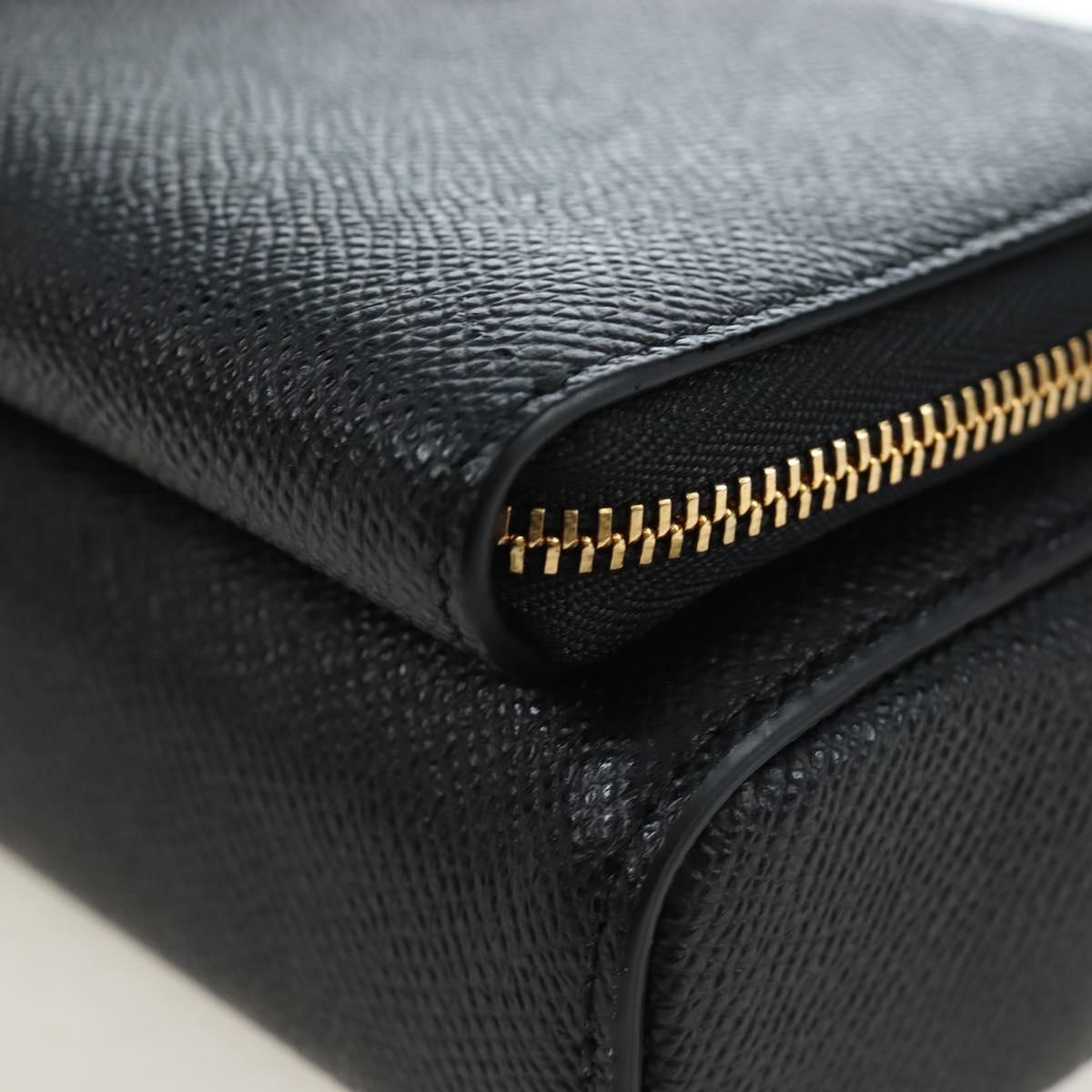 Christian Dior Karo Double Pouch Shoulder Bag Leather Black Gold Auth 203485M