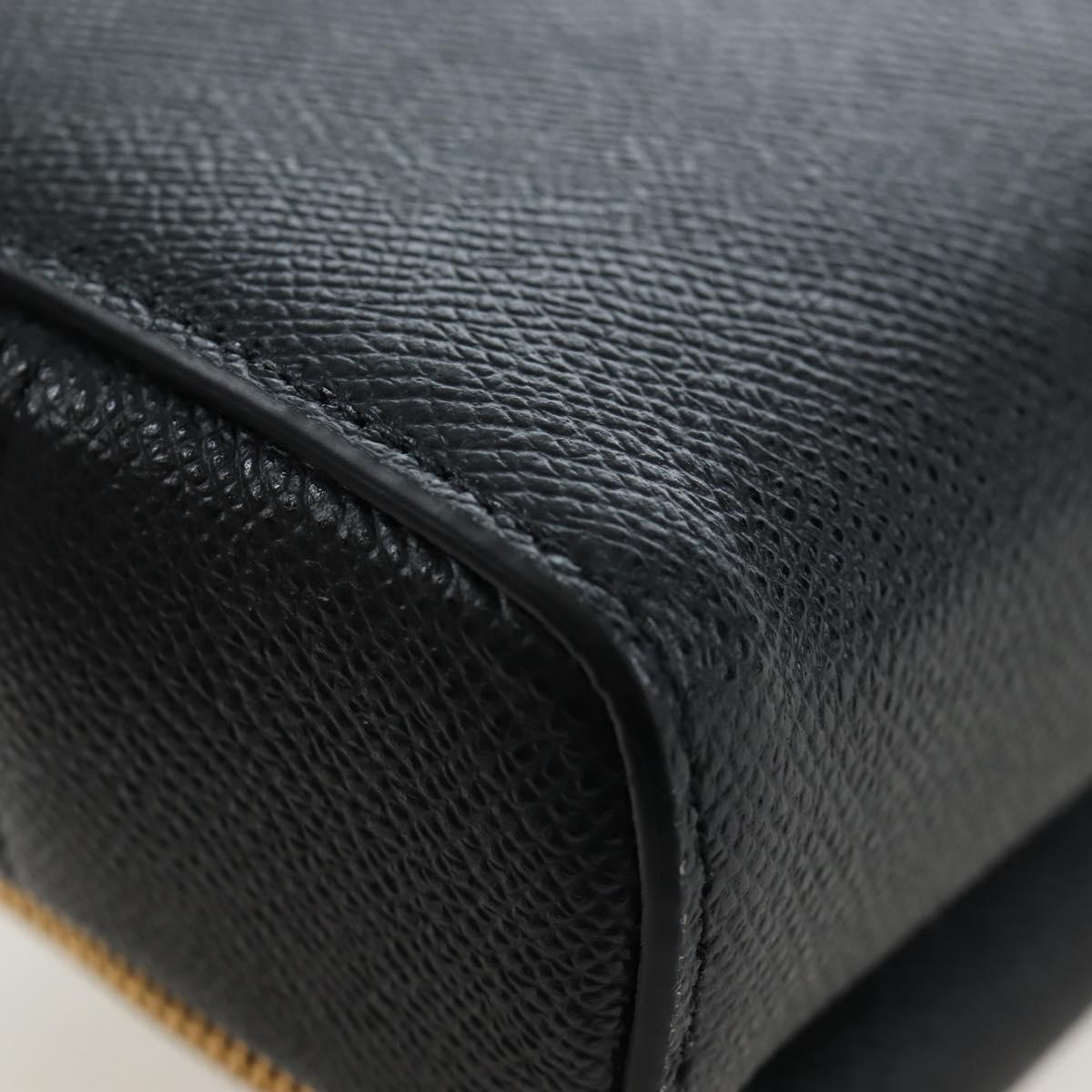 Christian Dior Karo Double Pouch Shoulder Bag Leather Black Gold Auth 203485M