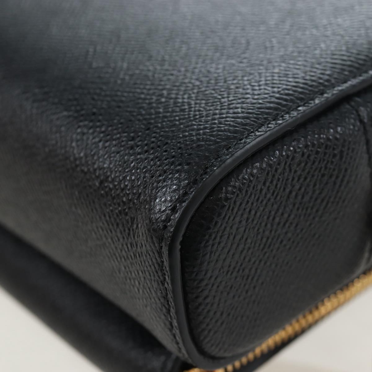 Christian Dior Karo Double Pouch Shoulder Bag Leather Black Gold Auth 203485M
