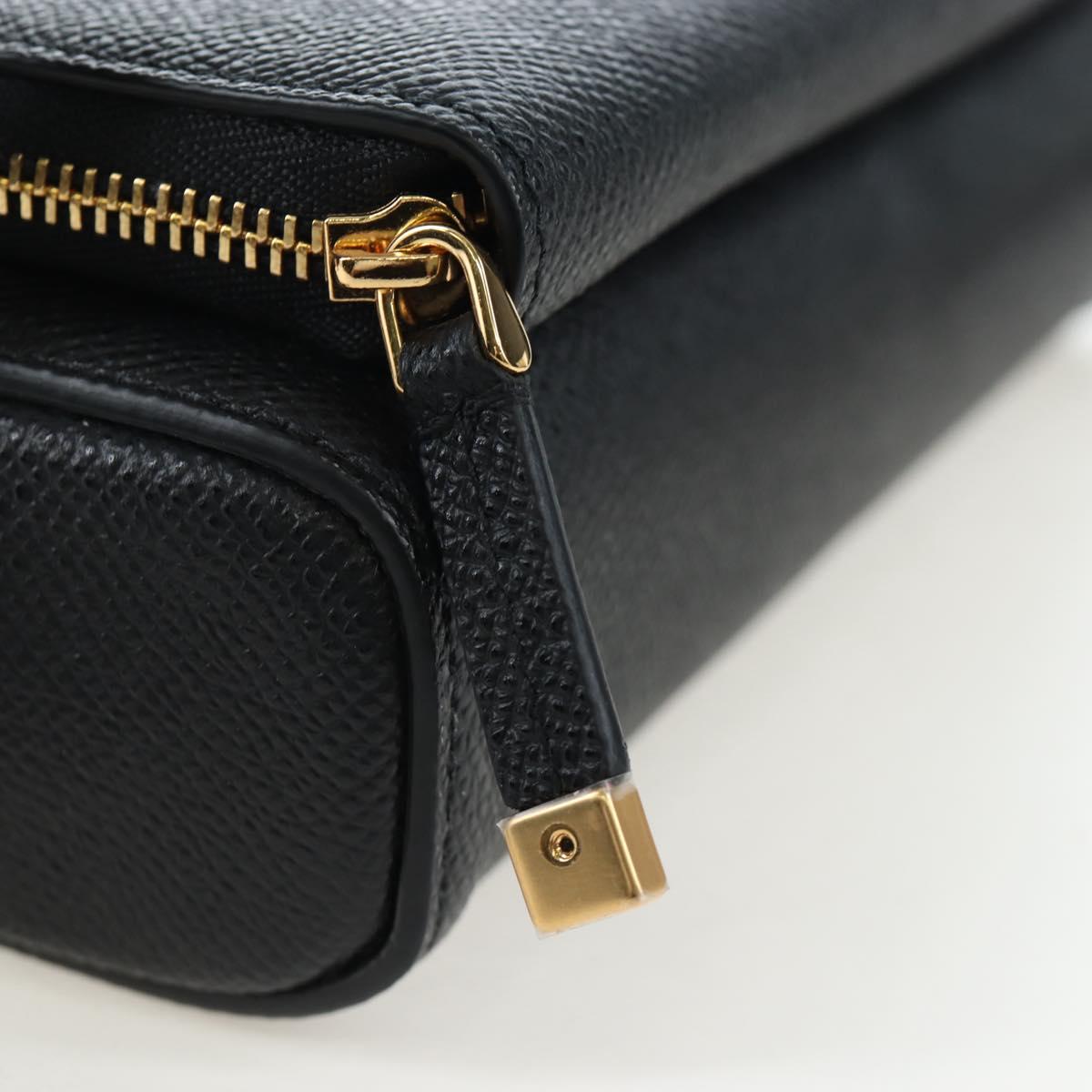 Christian Dior Karo Double Pouch Shoulder Bag Leather Black Gold Auth 203485M