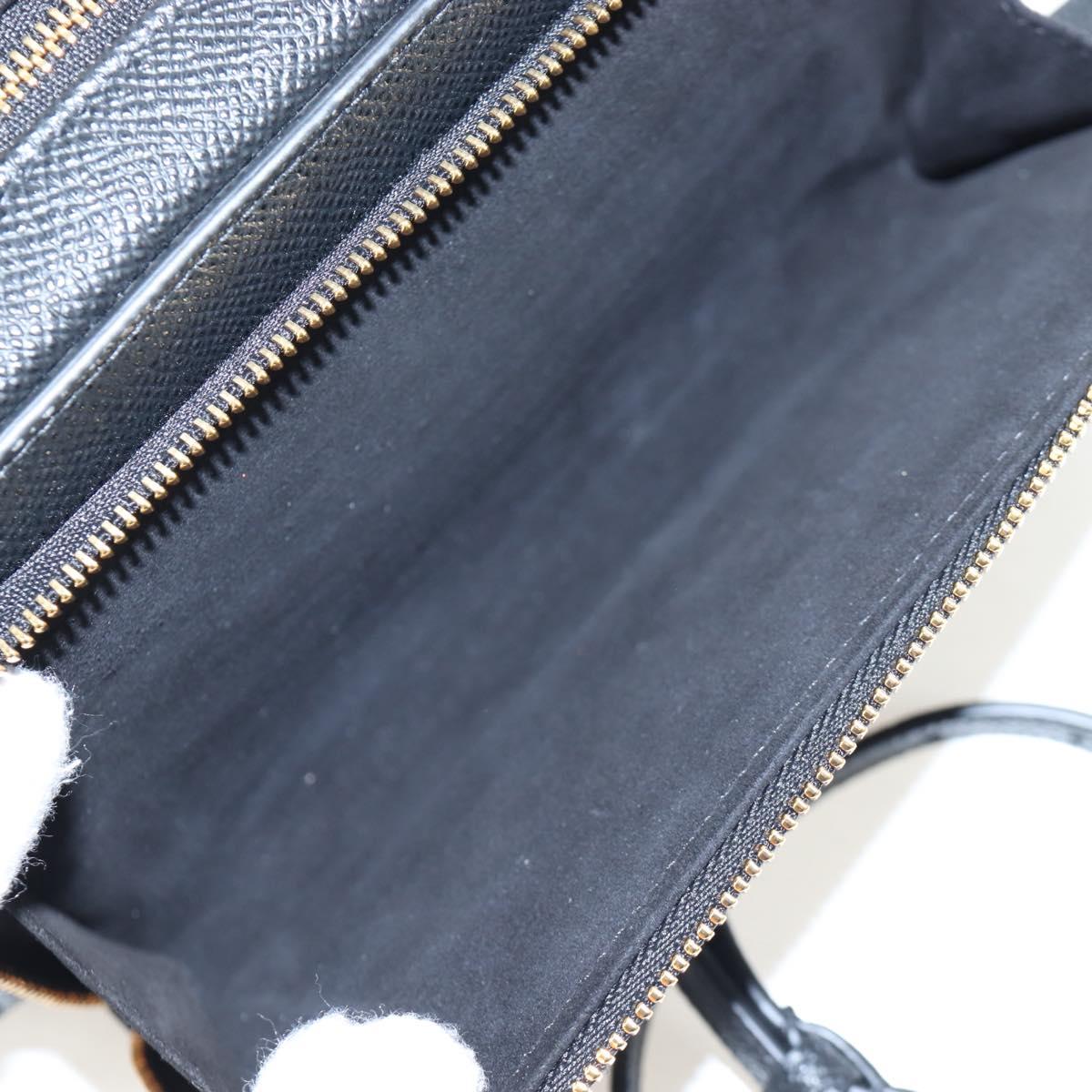 Christian Dior Karo Double Pouch Shoulder Bag Leather Black Gold Auth 203485M