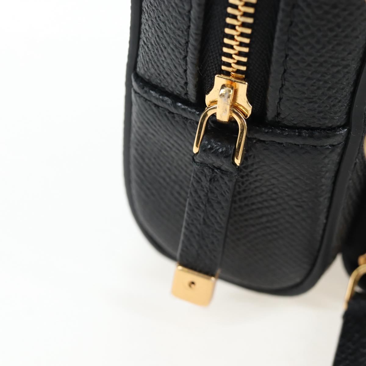 Christian Dior Karo Double Pouch Shoulder Bag Leather Black Gold Auth 203485M