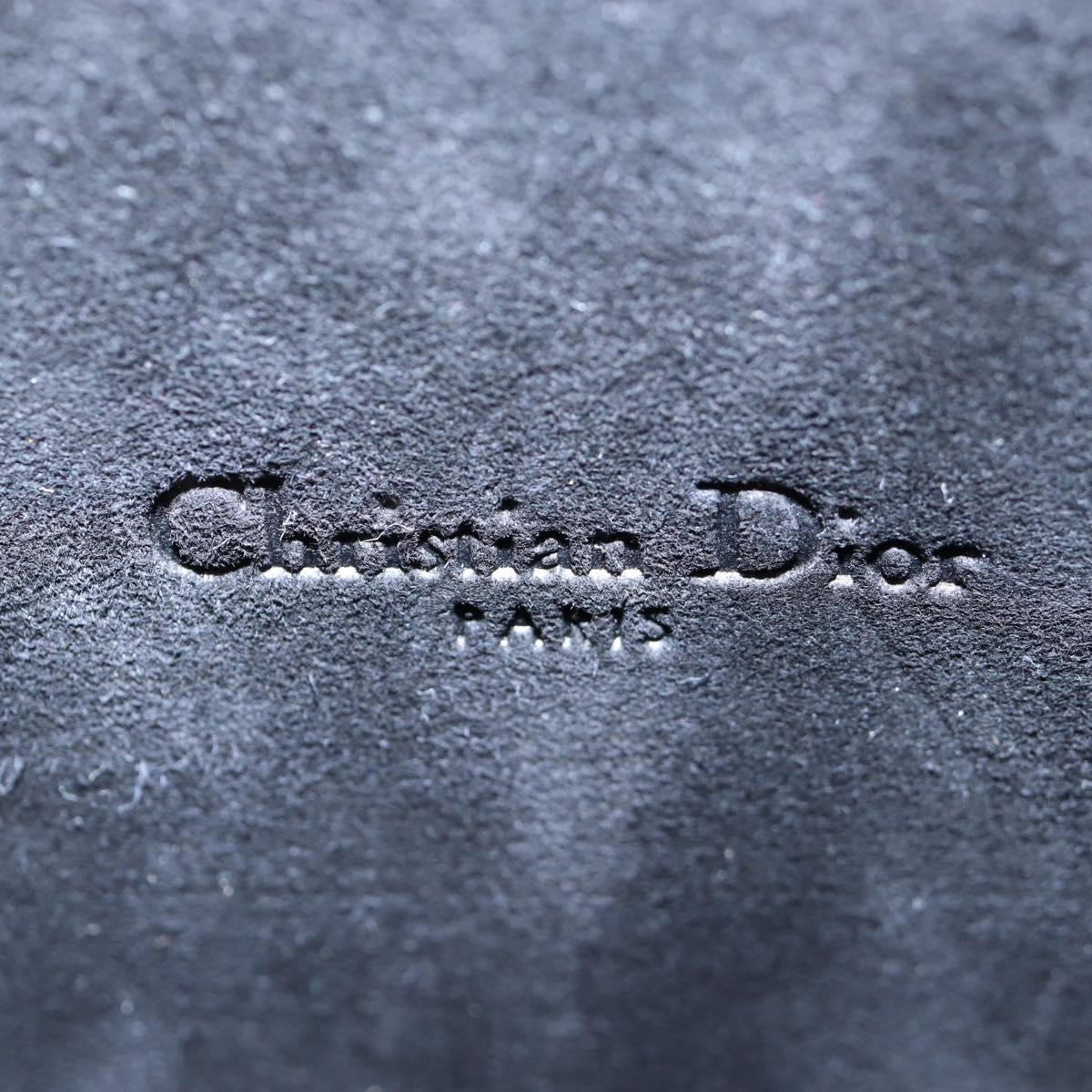 Christian Dior Karo Double Pouch Shoulder Bag Leather Black Gold Auth 203485M