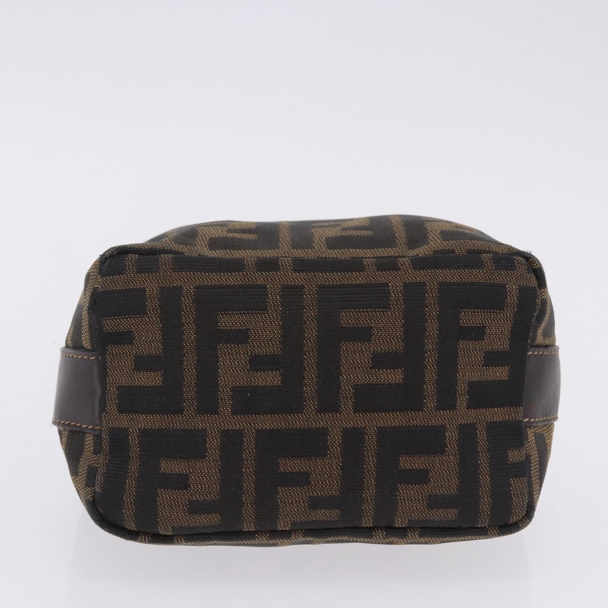 FENDI Zucca Canvas Hand Bag Black Brown Auth 203488