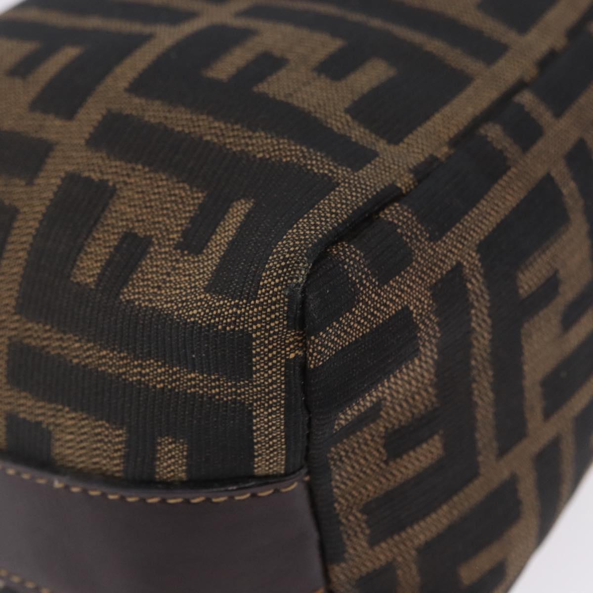 FENDI Zucca Canvas Hand Bag Black Brown Auth 203488