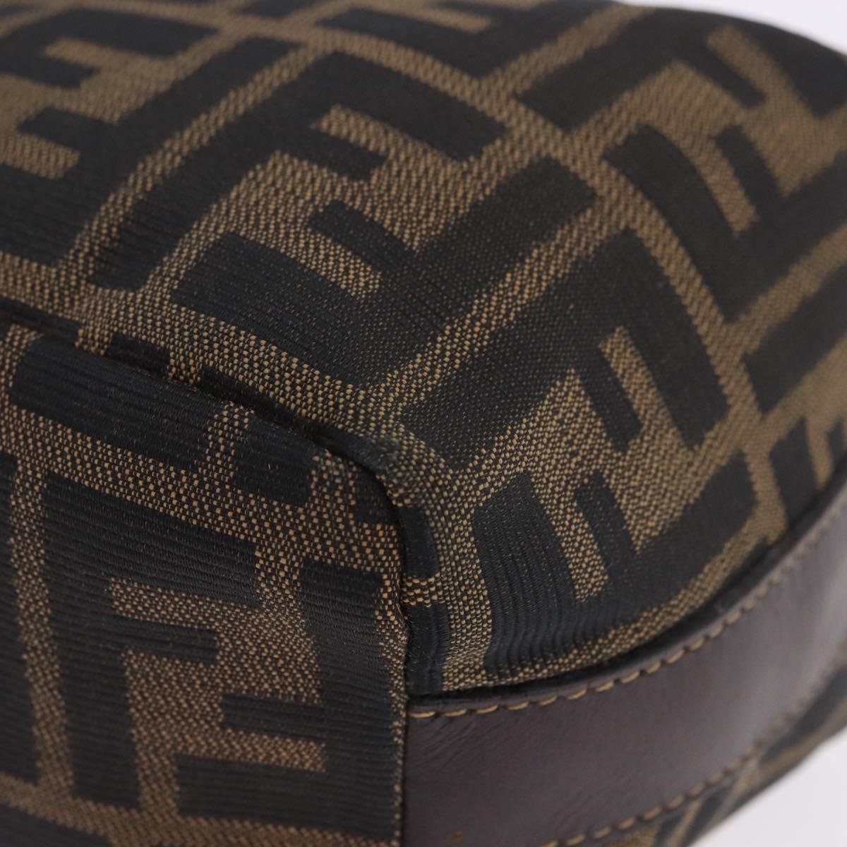 FENDI Zucca Canvas Hand Bag Black Brown Auth 203488