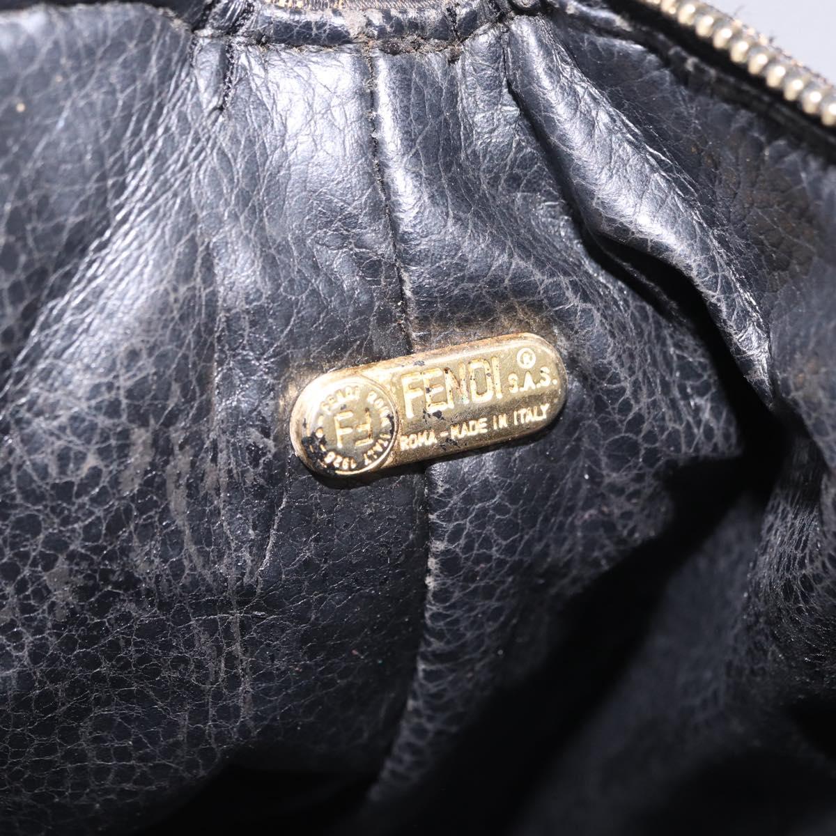 FENDI Zucca Canvas Hand Bag Black Brown Auth 203488
