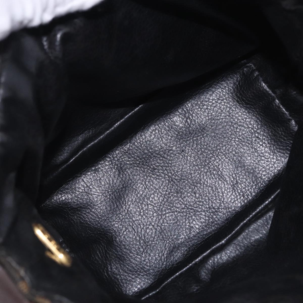 FENDI Zucca Canvas Hand Bag Black Brown Auth 203488