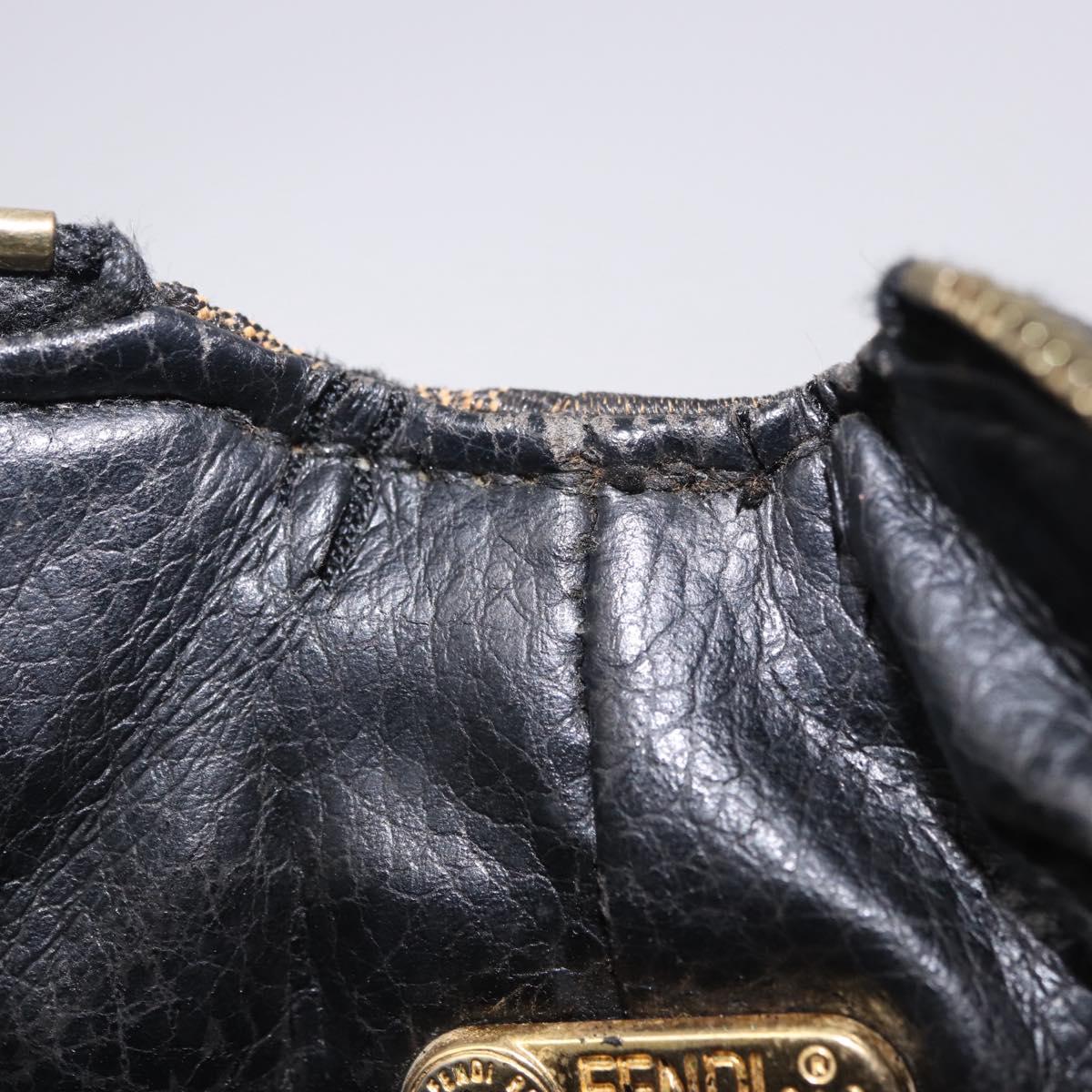 FENDI Zucca Canvas Hand Bag Black Brown Auth 203488