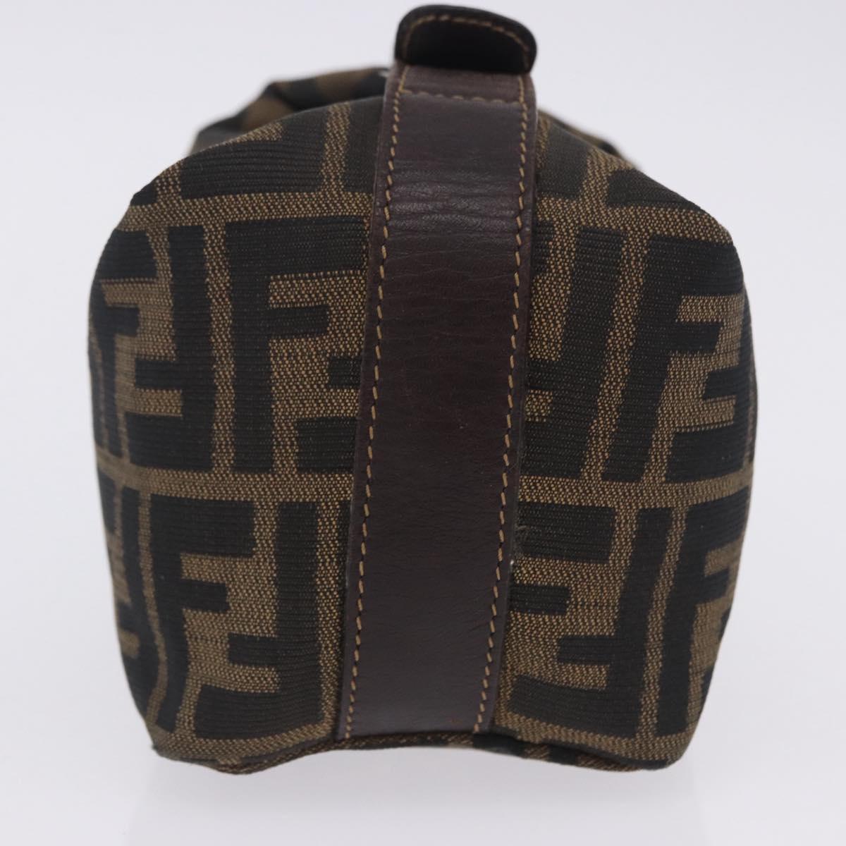 FENDI Zucca Canvas Hand Bag Black Brown Auth 203488