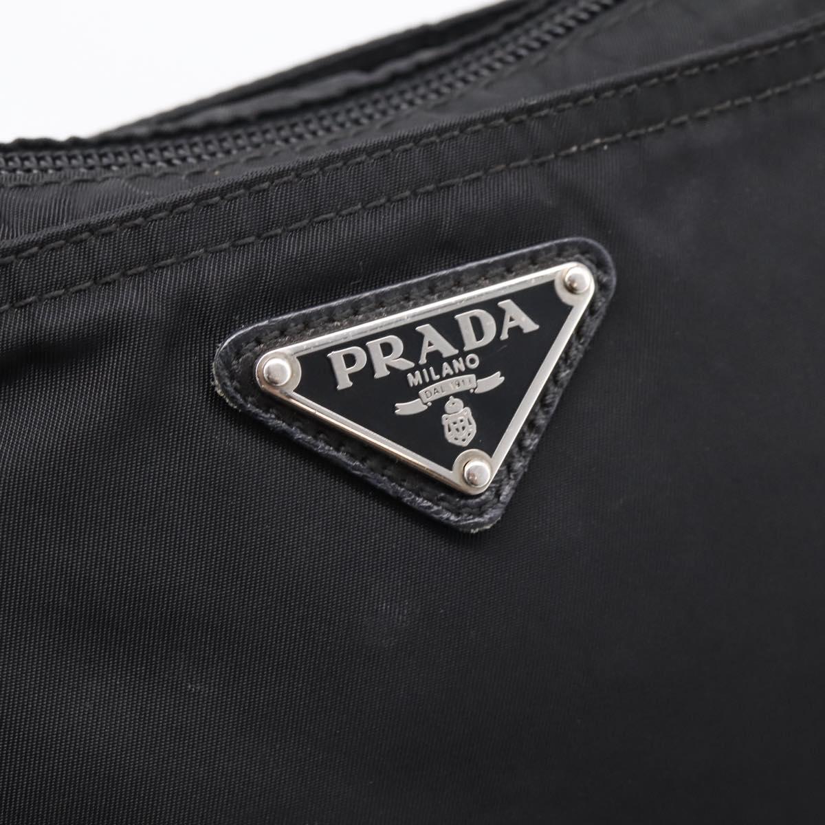 PRADA Shoulder Bag Nylon Black Silver Auth 203489A